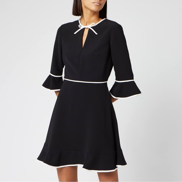 Ted Baker Dress Dindy Skater Bow Fit And Flare Black Contrast Trim Size 5 US 12 - Picture 8 of 8